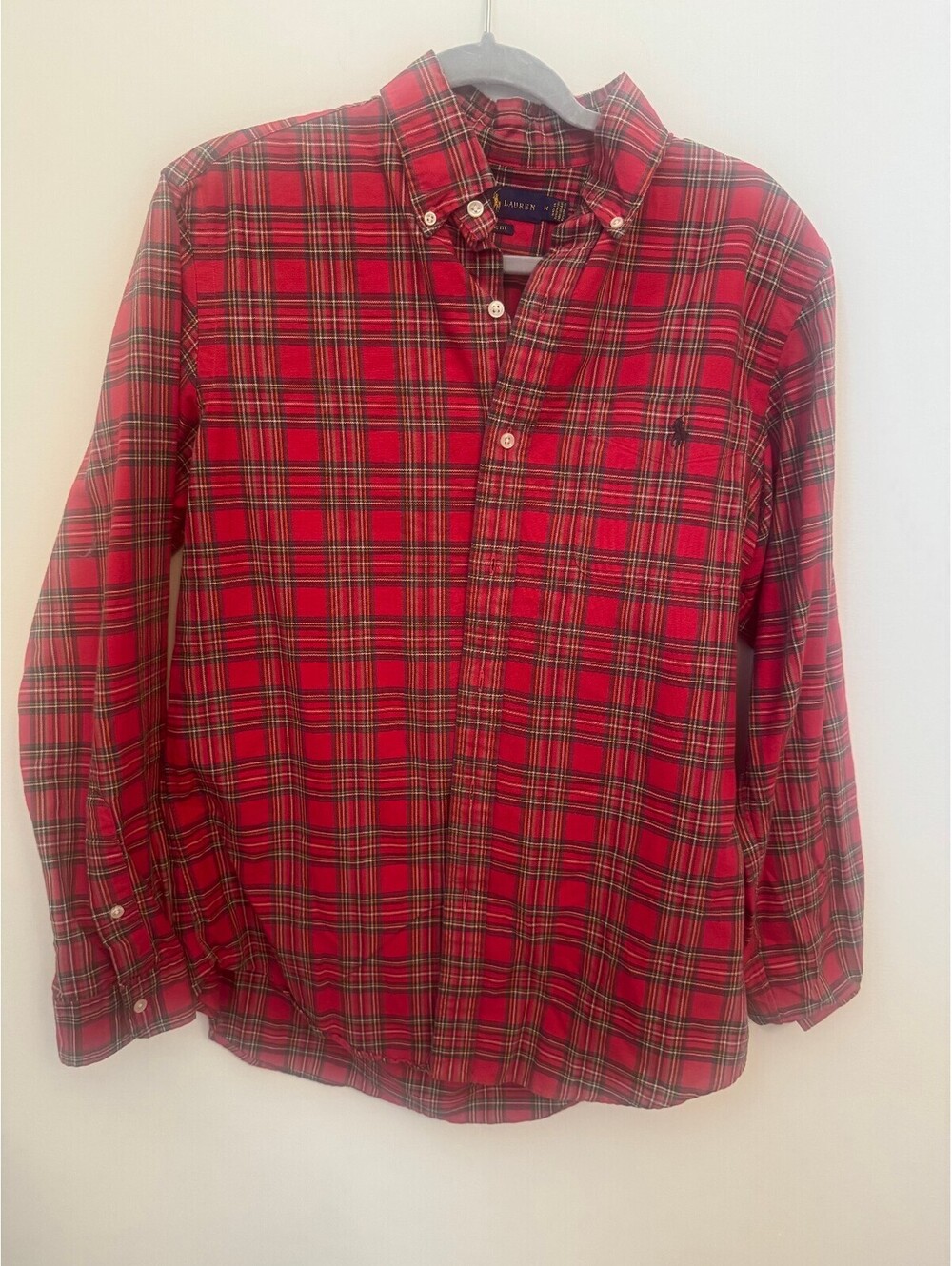 Ralph Lauren Classic Fit Red Plaid Button-Down Shirt Medium